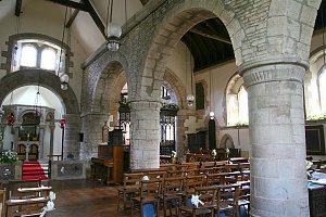North aisle and nave of St Peter's, Rous Lench